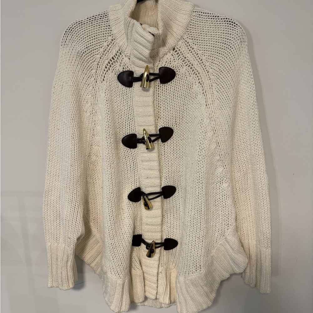 MICHAEL Michael Kors Cream Poncho with Toggle Closures